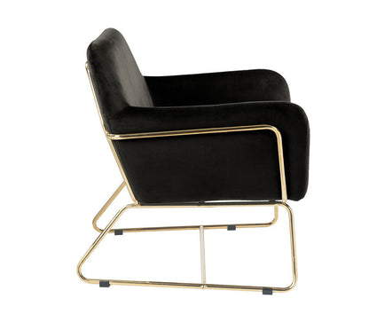 Keira Accent Chair with gold metal base and black upholstery on Tampa Home & Garden Store