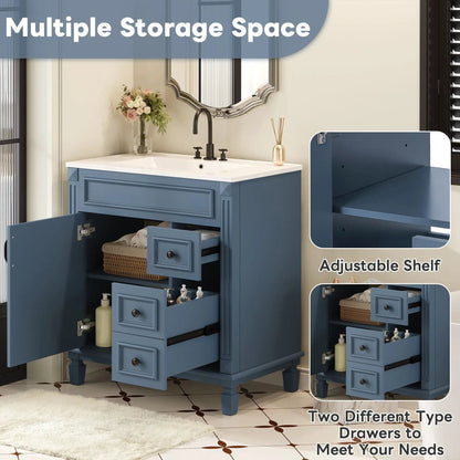 Bathroom Vanity With Sink and Cabinet Two Drawers