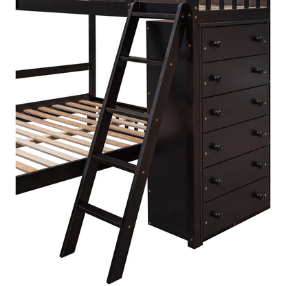 Bunk Bed With Six Drawers And Flexible Shelves