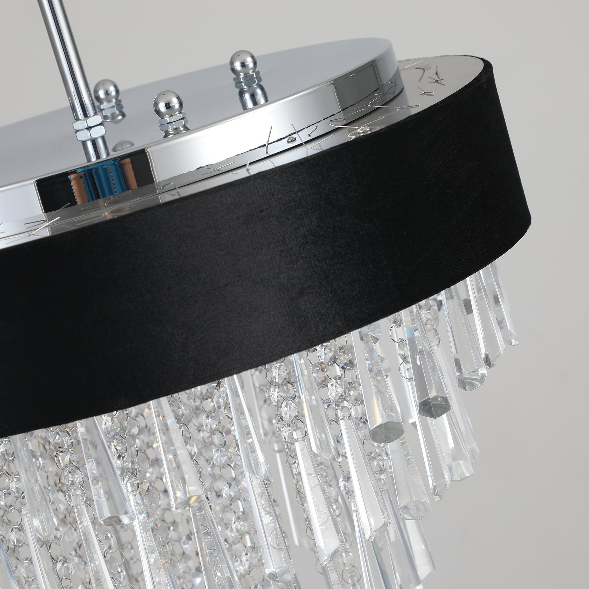 18-inch Modern Crystal Chandelier with Black Velvet Shade by HouseOfZazla chrome canopy on Tampa Home & Garden Store
