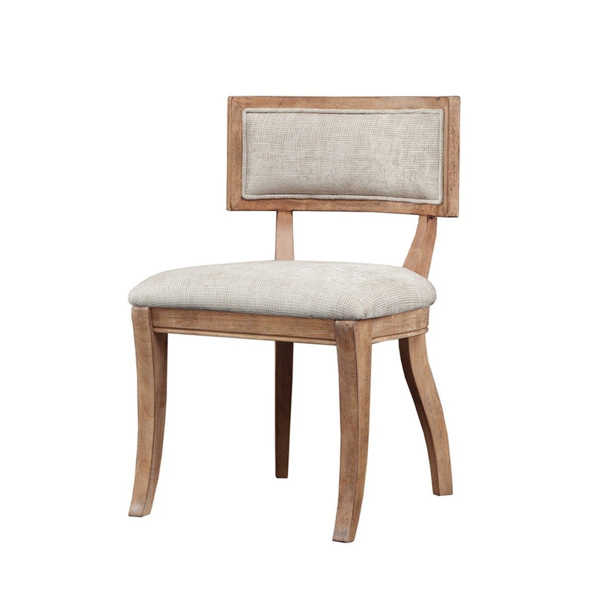 Beige curved-back dining chair set of 2 with cushioned fabric seat, wooden frame on Tampa Home & Garden Store