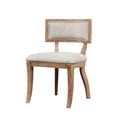 Beige curved-back dining chair set of 2 with cushioned fabric seat, wooden frame on Tampa Home & Garden Store