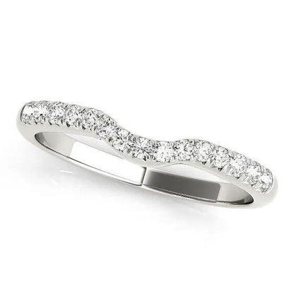14k white gold pave-set curved diamond wedding band (1/5 cttw), Bids.com on Tampa Home & Garden Store