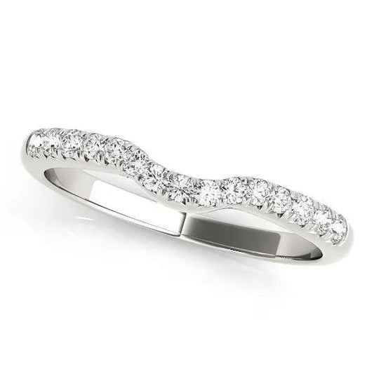 14k white gold pave-set curved diamond wedding band (1/5 cttw), Bids.com on Tampa Home & Garden Store