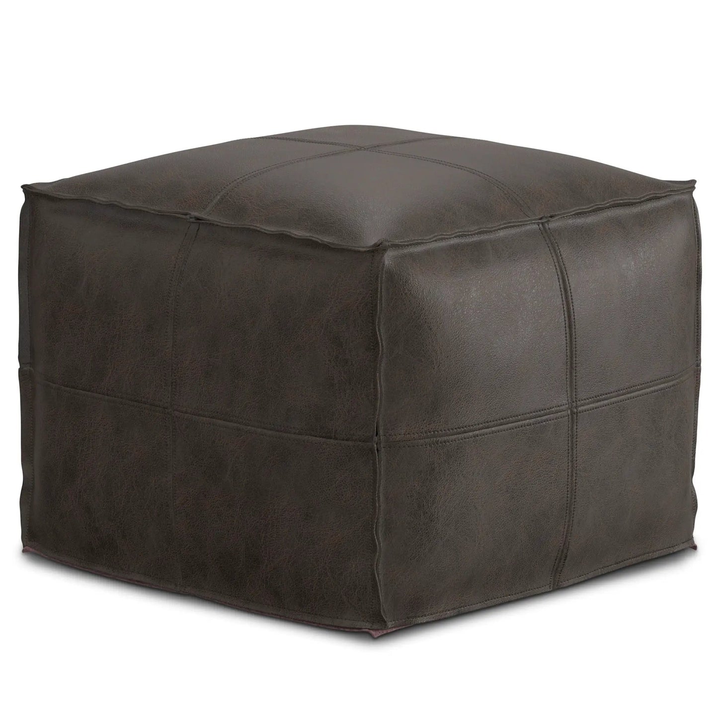 Sheffield square pouf distressed dark brown leather by Unique Piece Furniture on Tampa Home & Garden Store