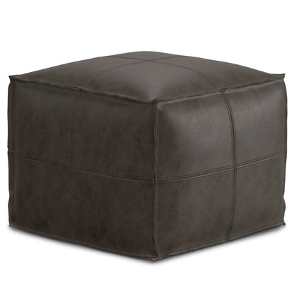 Sheffield square pouf distressed dark brown leather by Unique Piece Furniture on Tampa Home & Garden Store