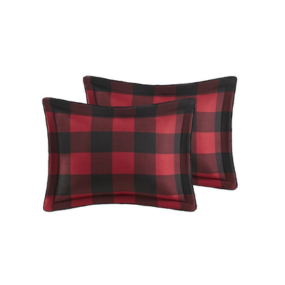 King/Cal King plaid pillow shams in red and black buffalo check from HouseOfZazla bedding set on Tampa Home & Garden Store