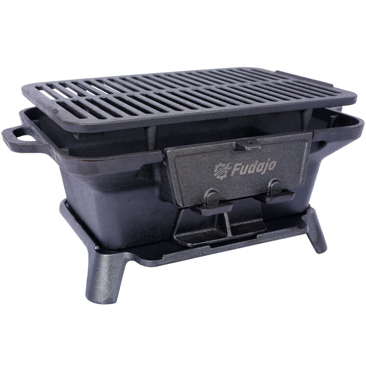 Oval cast iron grill for outdoor use, portable charcoal tabletop skillet HouseOfZazla black finish on Tampa Home & Garden Store