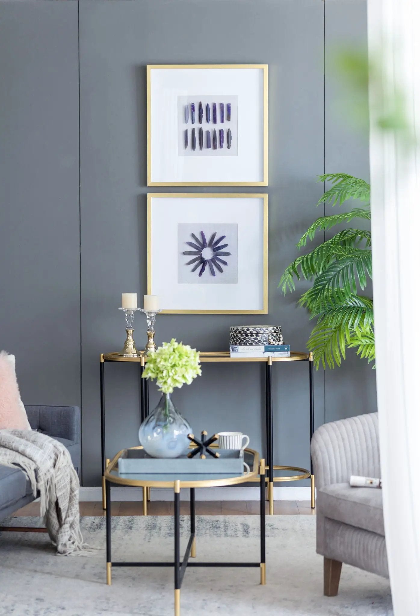 Grace Purple Agate Shadow Boxes Wall Art Set of 2