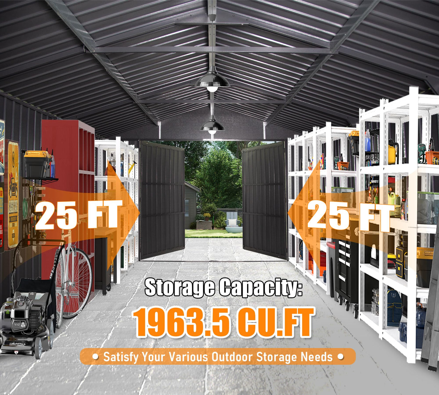 12x25 Outdoor Metal Garage Shed and Carport