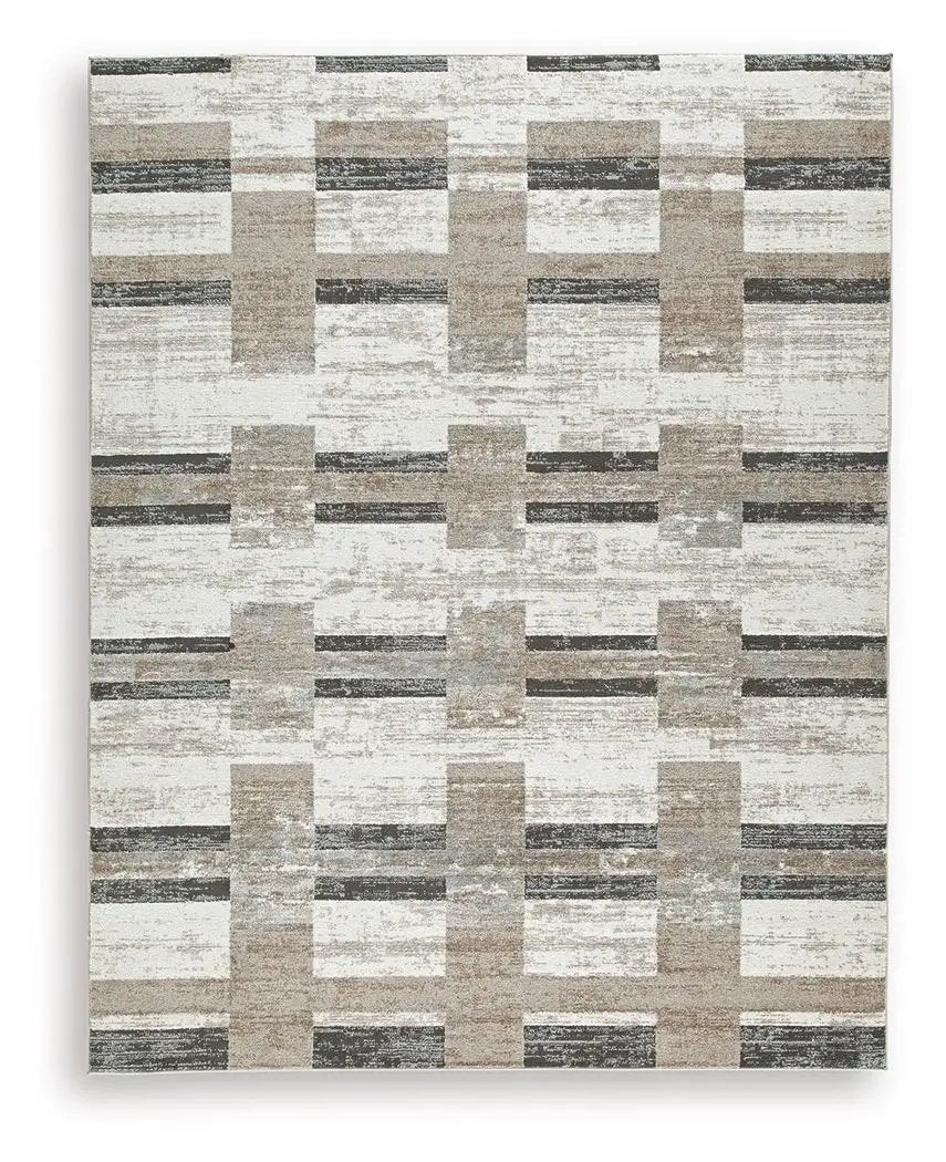 Alstone rug beige taupe and brown geometric grid pattern by Unique Piece Furniture on Tampa Home & Garden Store