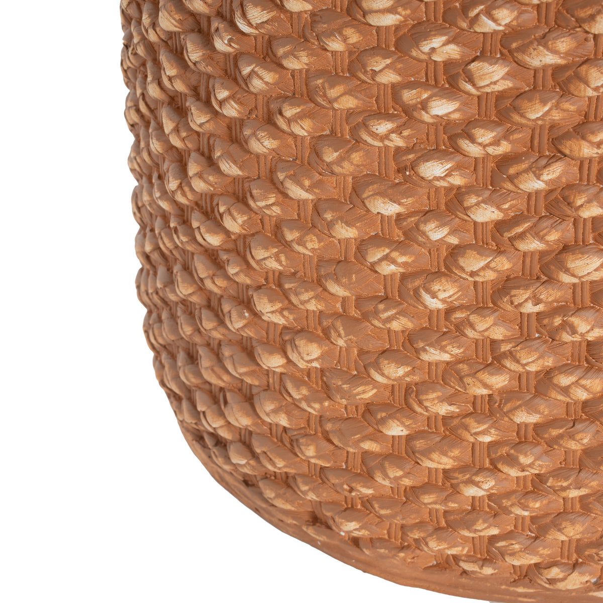 Evie Outdoor Patio Round MGO Side Table brown woven rattan texture on Tampa Home & Garden Store