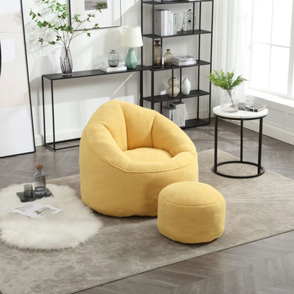 Yellow bean bag sofa chair with footrest high pressure foam stationary chair ottoman on Tampa Home & Garden Store