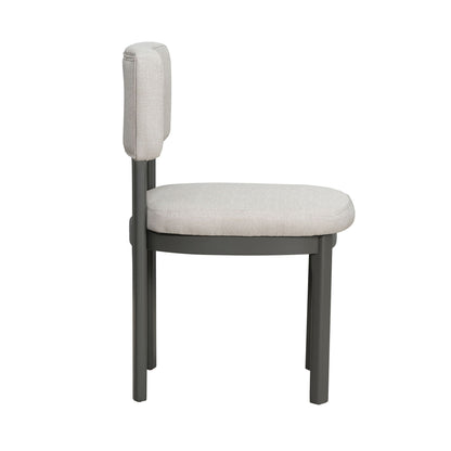 Dining Table Set with Six Upholstered Chairs light gray fabric seats on Tampa Home & Garden Store