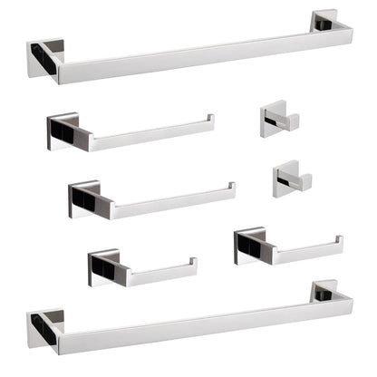 HouseOfZazla 8-piece chrome bathroom hardware set with multiple square-mounted fixtures on Tampa Home & Garden Store