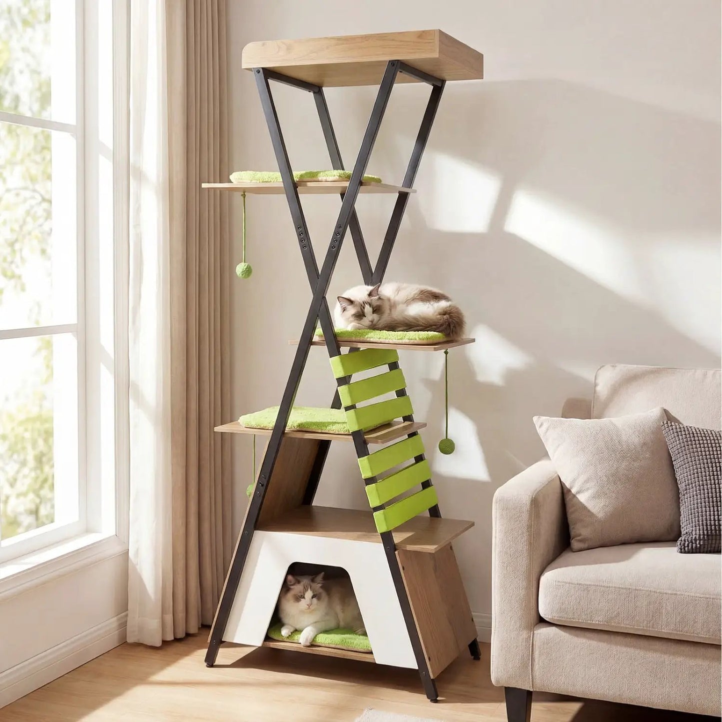 73 Inch Multi Level Cat Tree with Large Condo