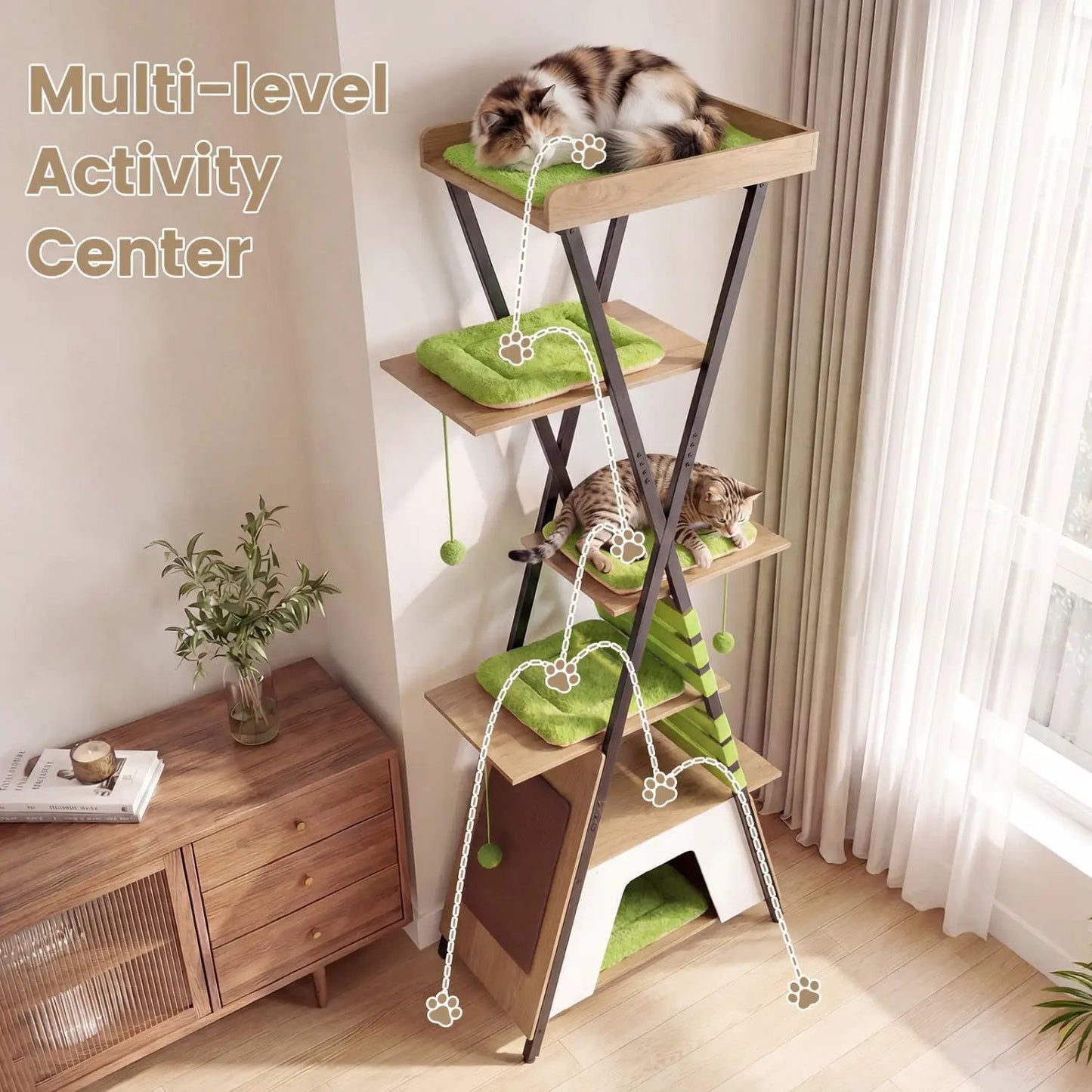 73 Inch Multi Level Cat Tree with Large Condo