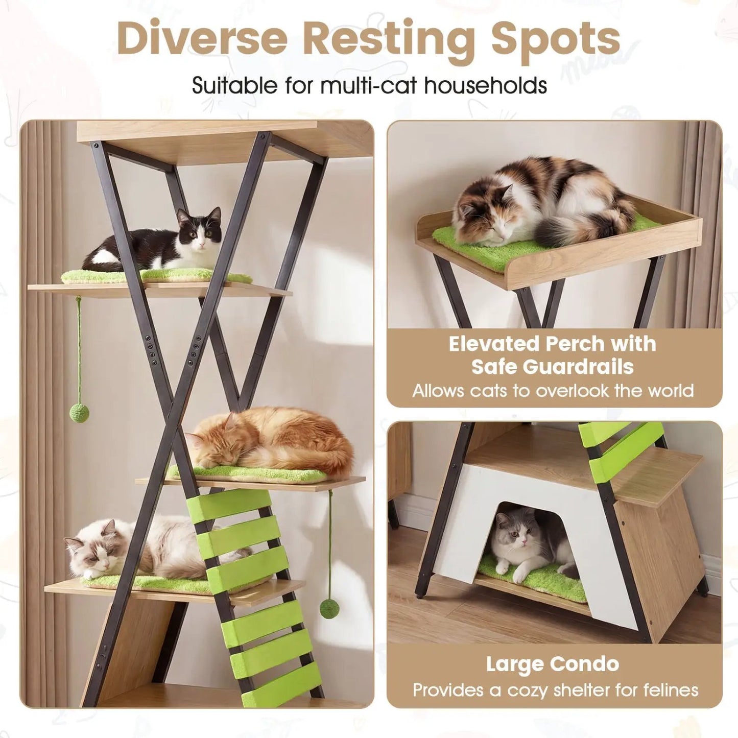 73 Inch Multi Level Cat Tree with Large Condo