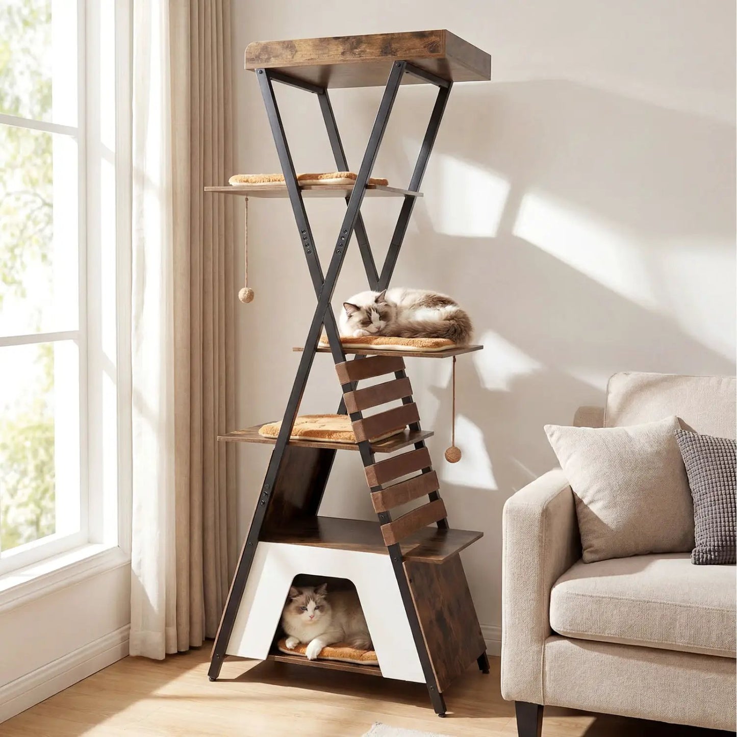 73 Inch Multi Level Cat Tree with Large Condo