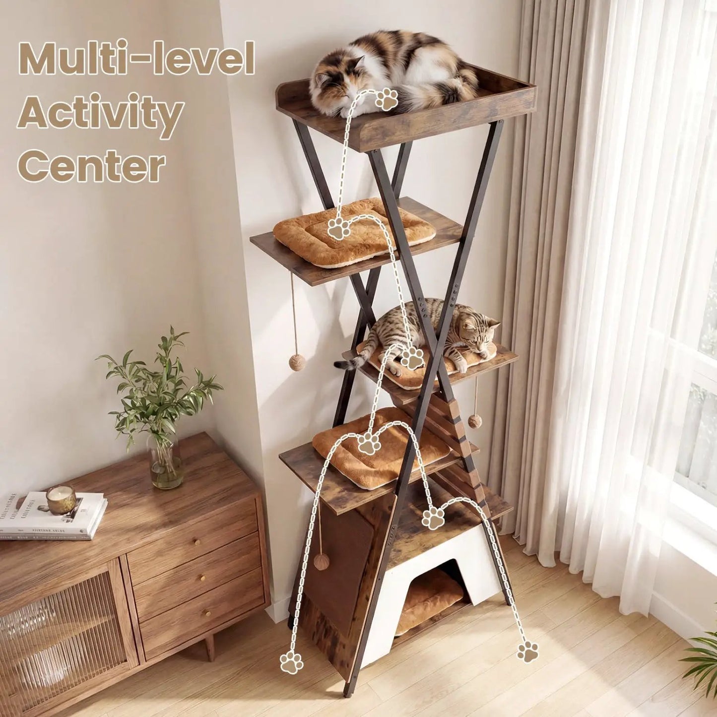 73 Inch Multi Level Cat Tree with Large Condo