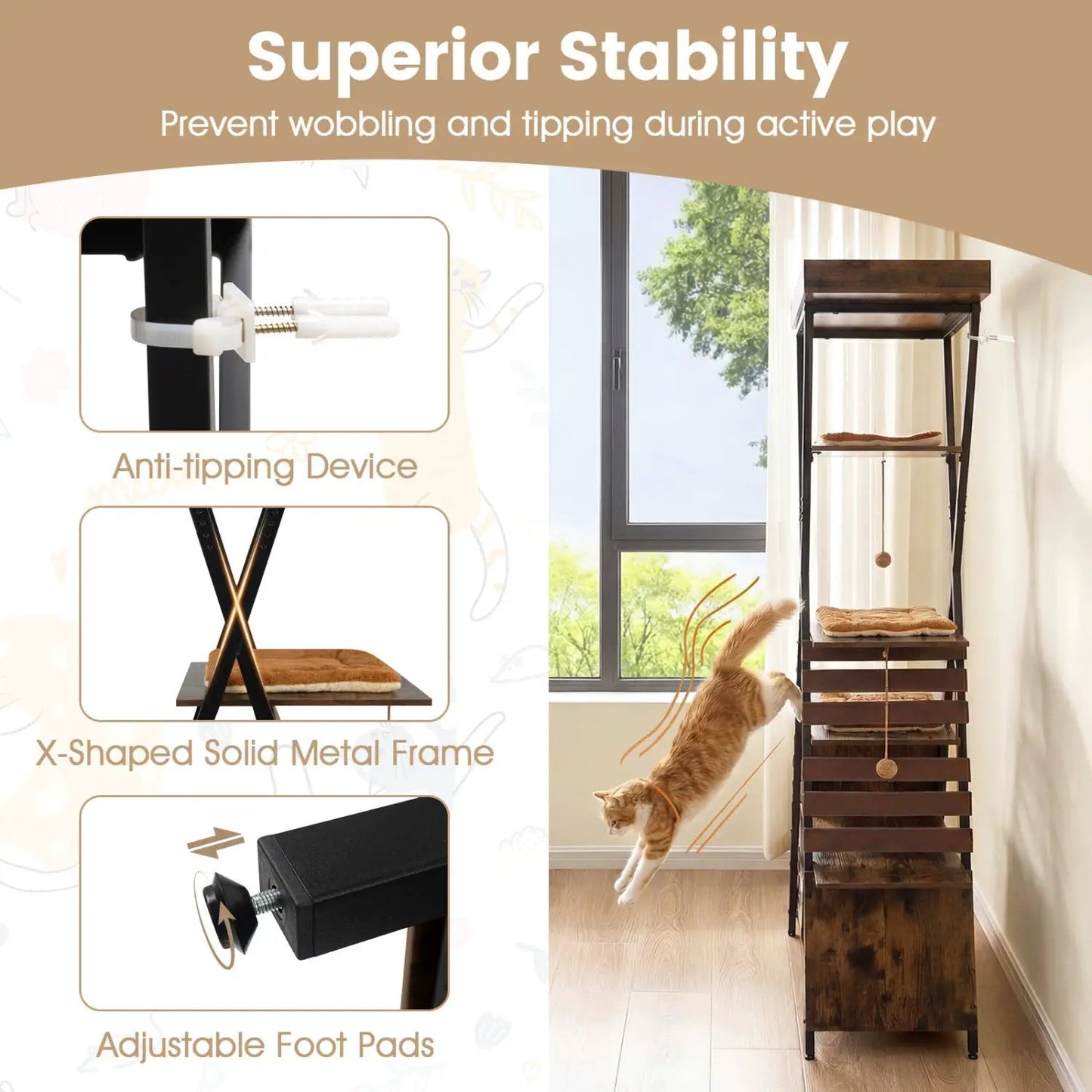 73 Inch Multi Level Cat Tree with Large Condo