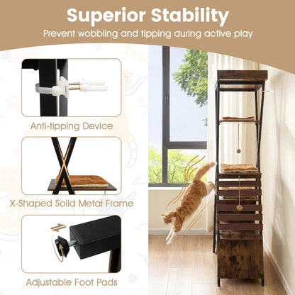 73 Inch Multi Level Cat Tree with Large Condo