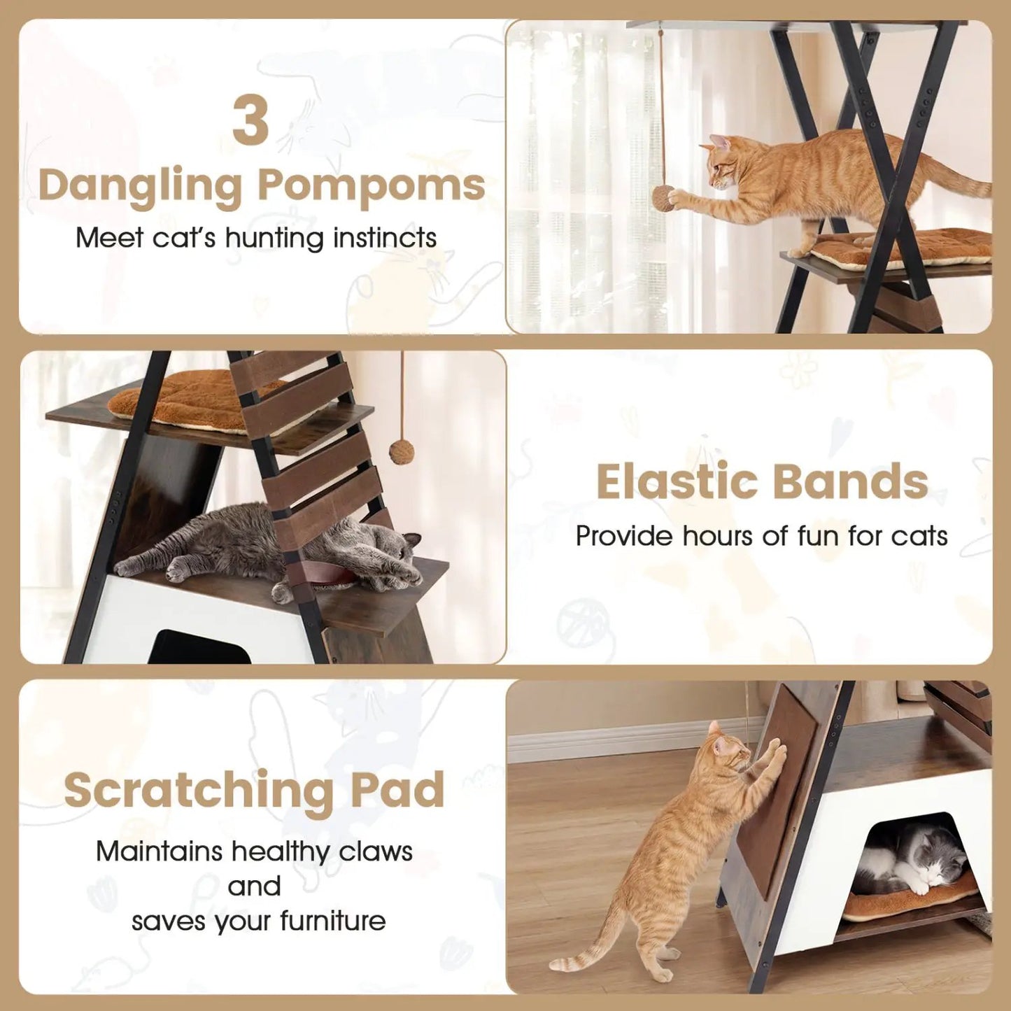 73 Inch Multi Level Cat Tree with Large Condo