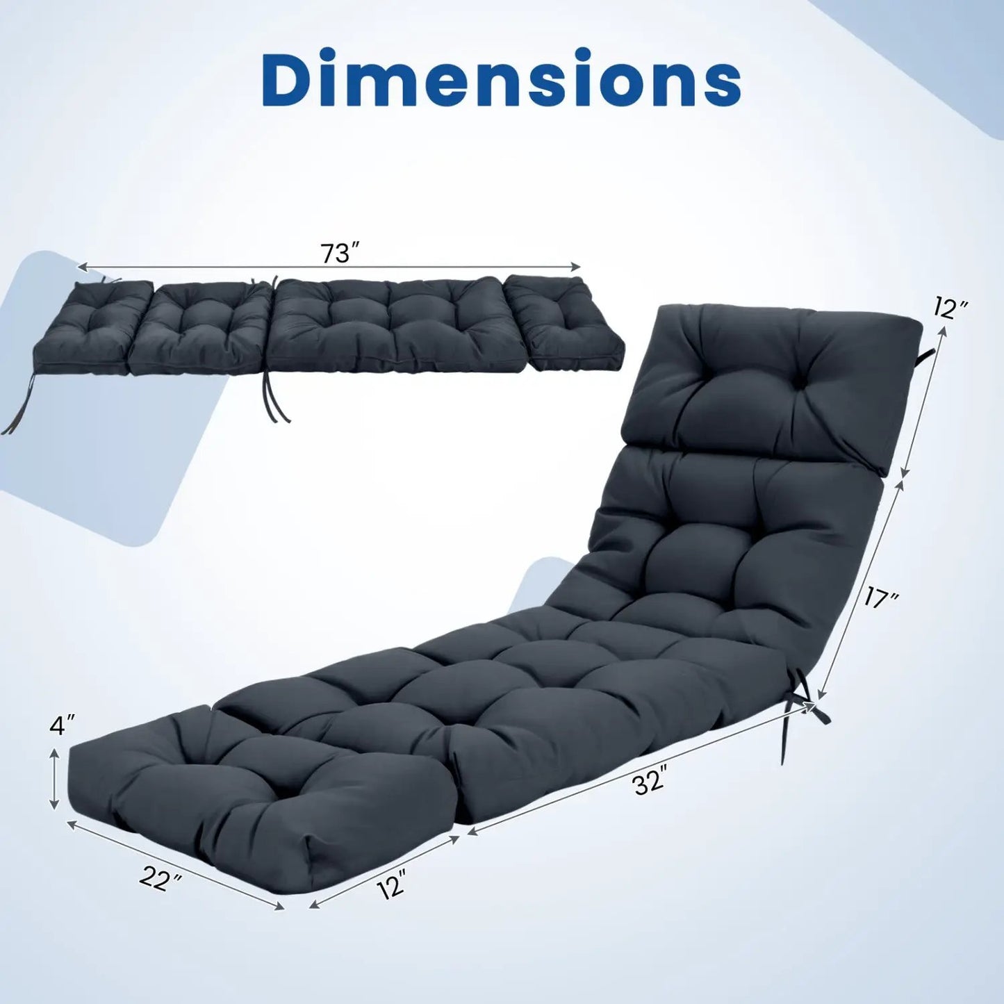Outdoor Lounge Chaise Cushions Premium Set of Two