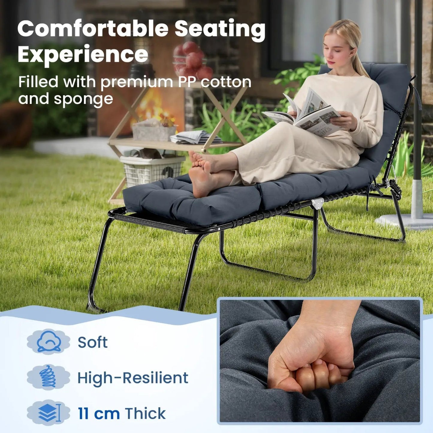 Outdoor Lounge Chaise Cushions Premium Set of Two