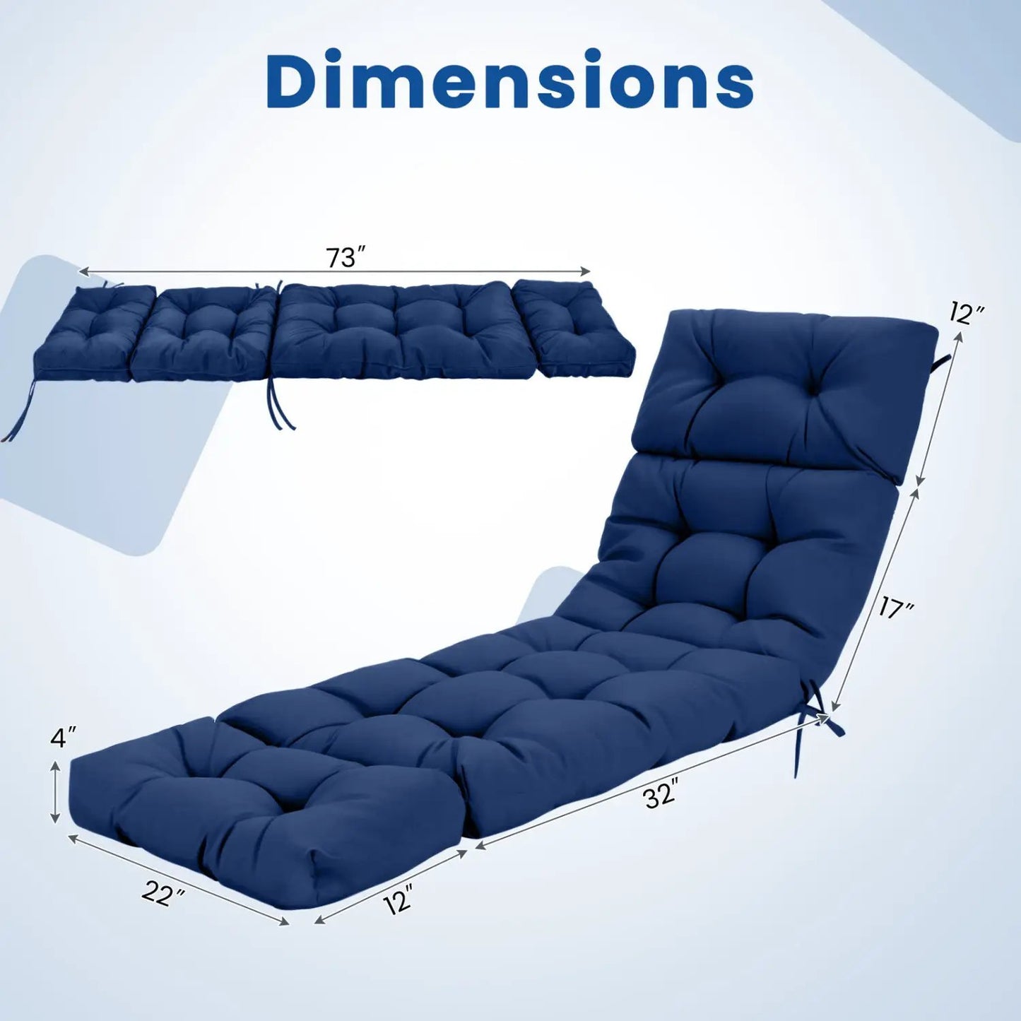 Outdoor Lounge Chaise Cushions Premium Set of Two