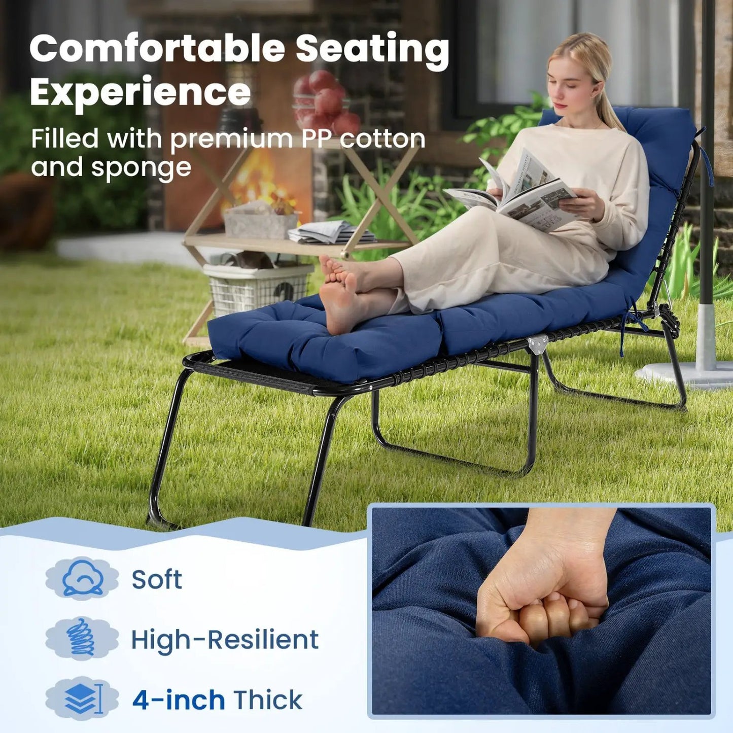 Outdoor Lounge Chaise Cushions Premium Set of Two