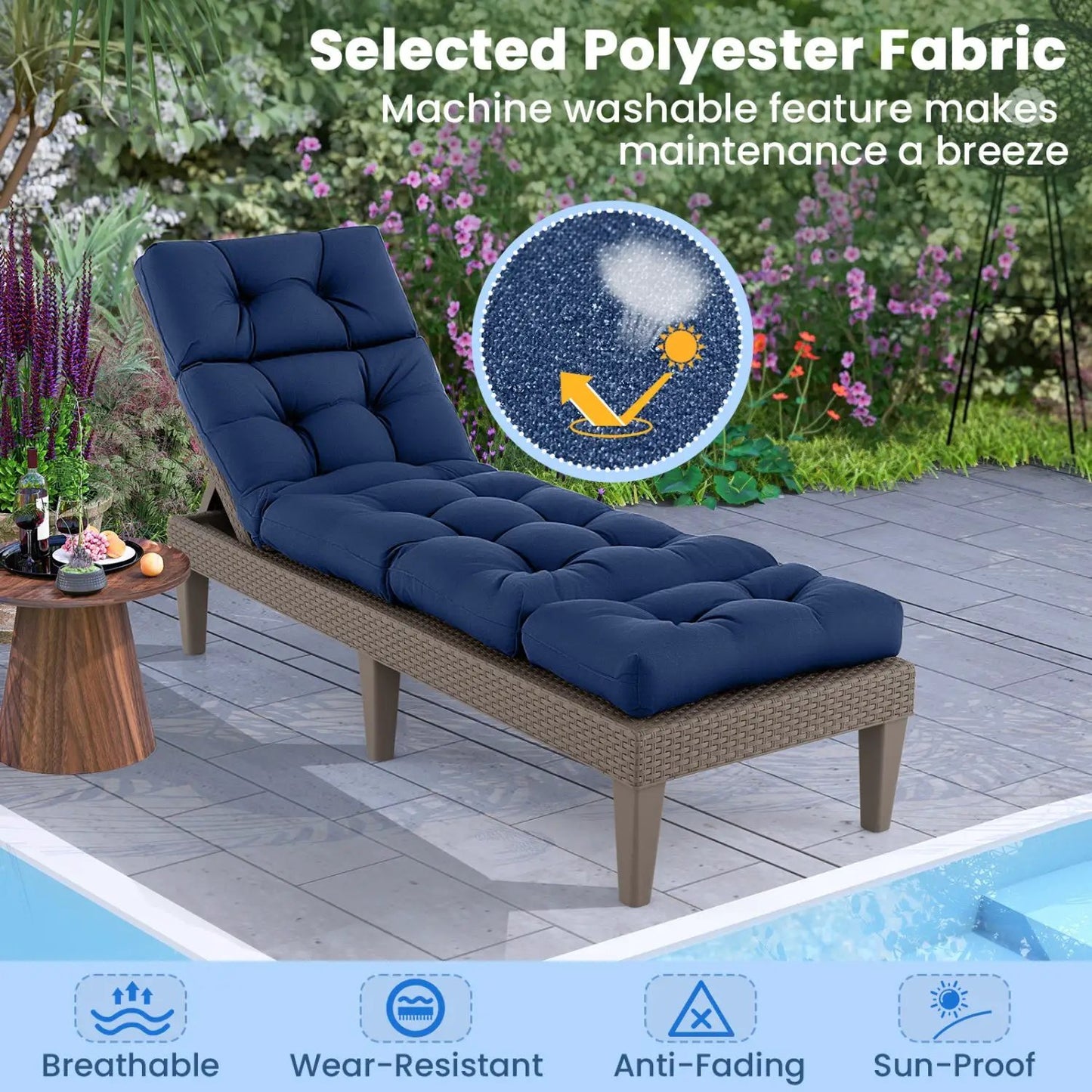 Outdoor Lounge Chaise Cushions Premium Set of Two