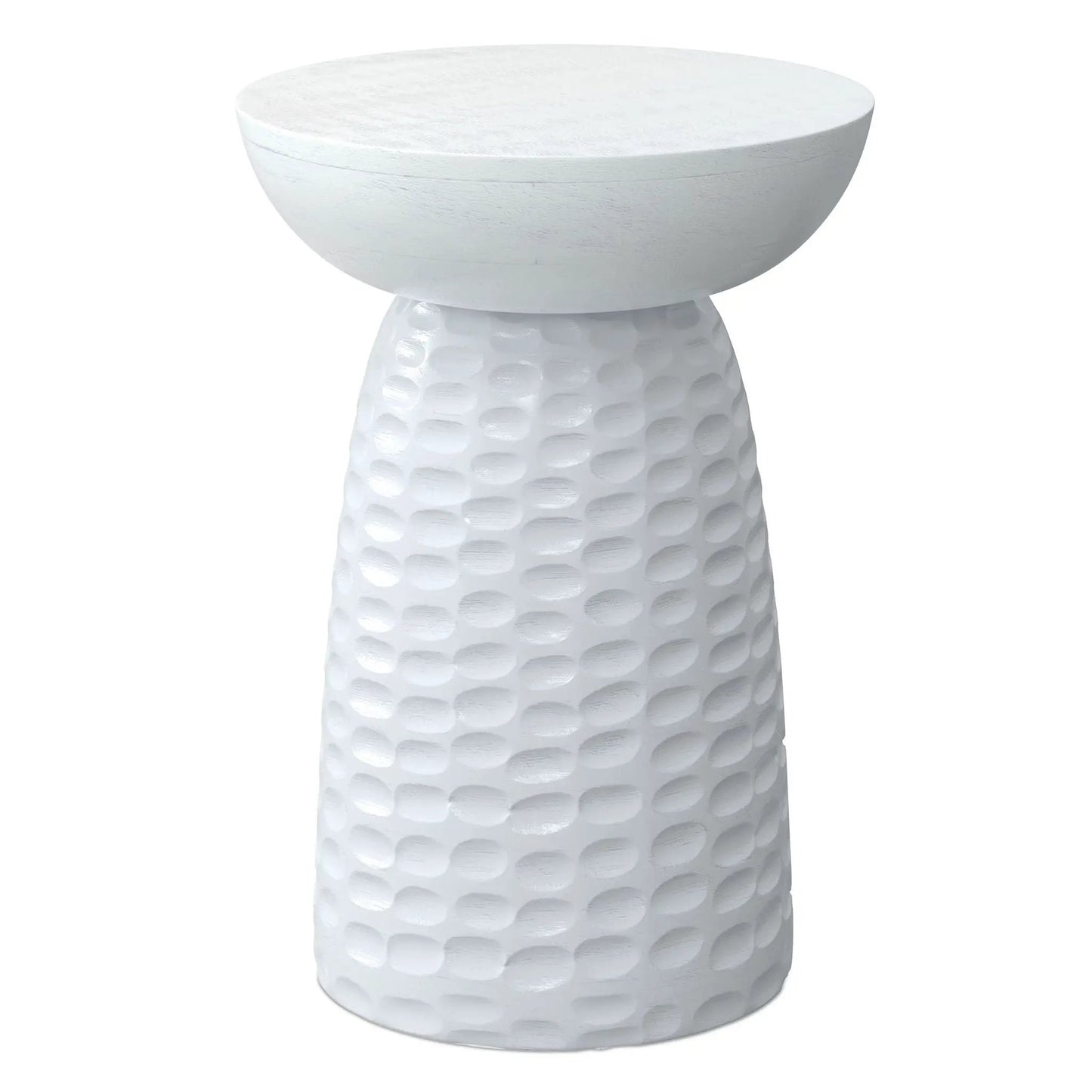 Boyd Handcrafted Accent Table, white round top on a hammered pedestal by Unique Piece Furniture on Tampa Home & Garden Store
