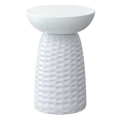 Boyd Handcrafted Accent Table, white round top on a hammered pedestal by Unique Piece Furniture on Tampa Home & Garden Store