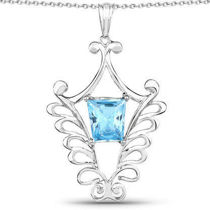 5.68ct Swiss blue topaz pendant in .925 sterling silver with ornate scrollwork by Bids.com on Tampa Home & Garden Store