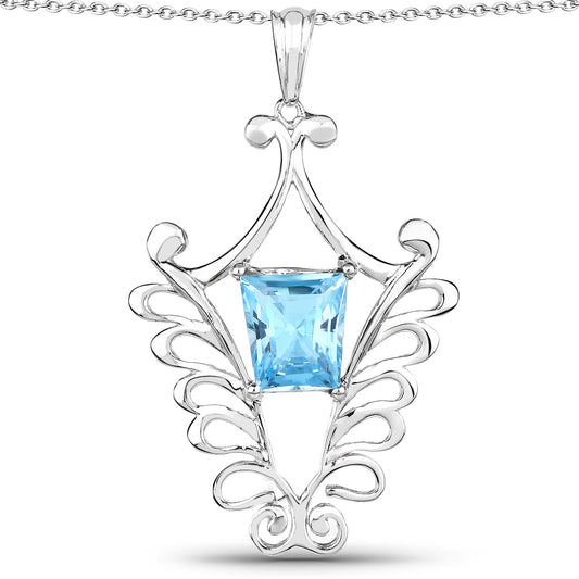 5.68ct Swiss blue topaz pendant in .925 sterling silver with ornate scrollwork by Bids.com on Tampa Home & Garden Store