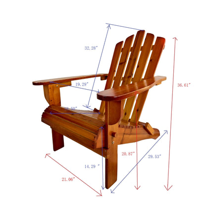 Foldable solid wood Adirondack chair in oak finish by HouseOfZazla for outdoor furniture on Tampa Home & Garden Store