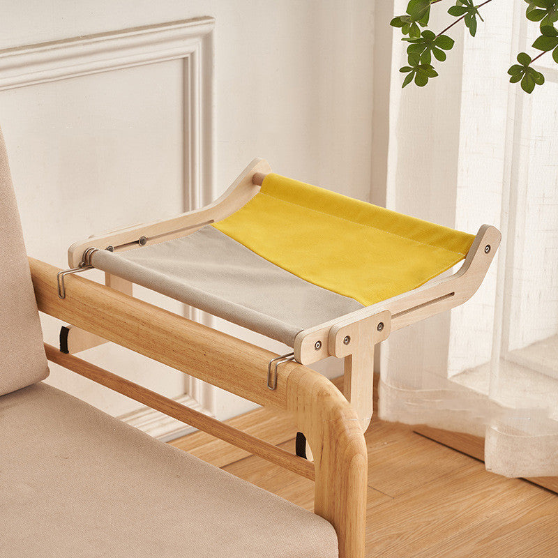 Cat Hanging Bed hammock with light wood frame and yellow-gray fabric by Sell My Stuff on Tampa Home & Garden Store