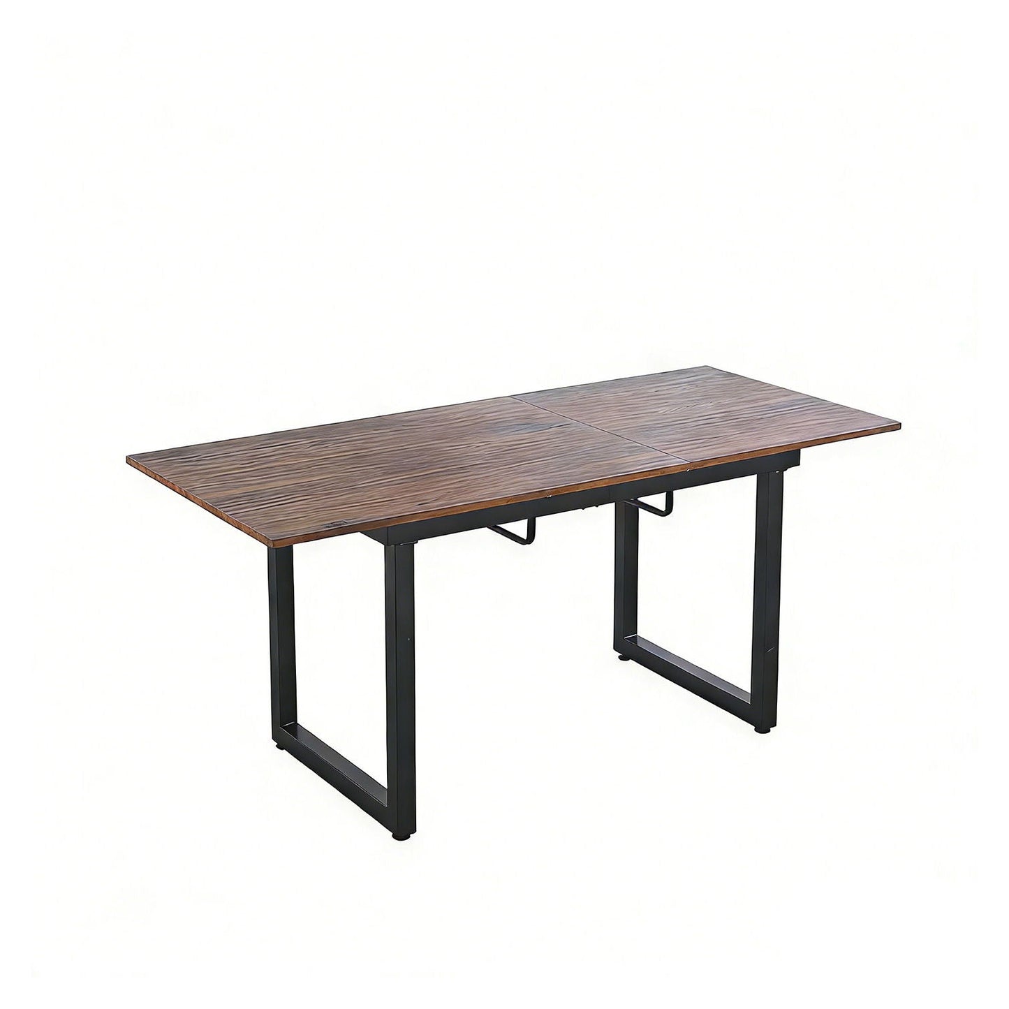 Square extendable dining table with metal legs, woodgrain top, center leaf, HouseOfZazla on Tampa Home & Garden Store