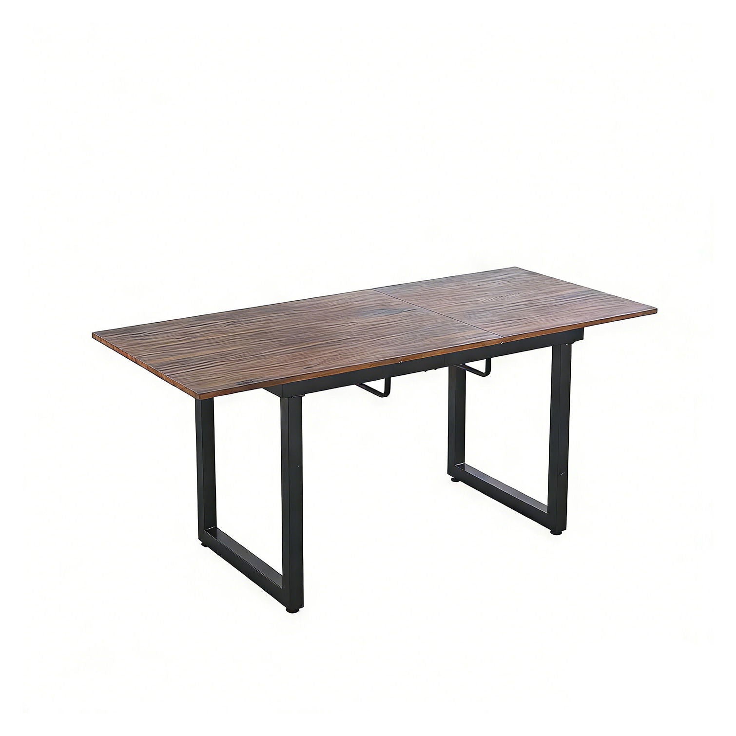 Square extendable dining table with metal legs, woodgrain top, center leaf, HouseOfZazla on Tampa Home & Garden Store
