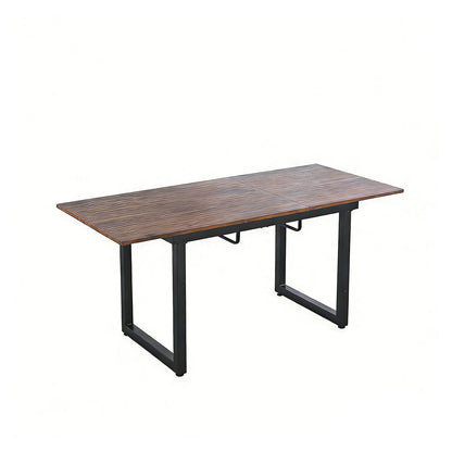 Square extendable dining table with metal legs, woodgrain top, center leaf, HouseOfZazla on Tampa Home & Garden Store