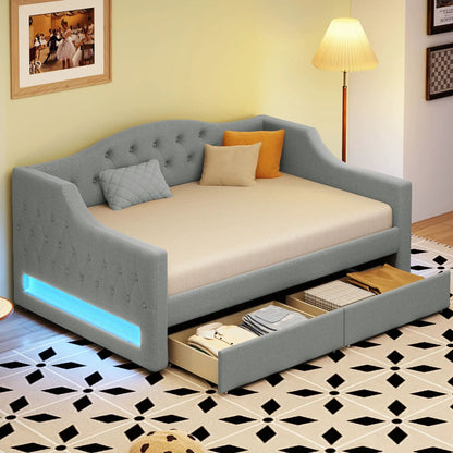 Daybed With LED Lighting and Upholstered Frame