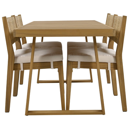 U_Style multi-person outdoor acacia wood dining table and chair set with cushioned seats on Tampa Home & Garden Store