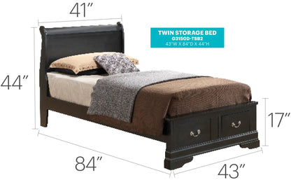 Upholstered Sleigh Bed with Dovetail Drawers