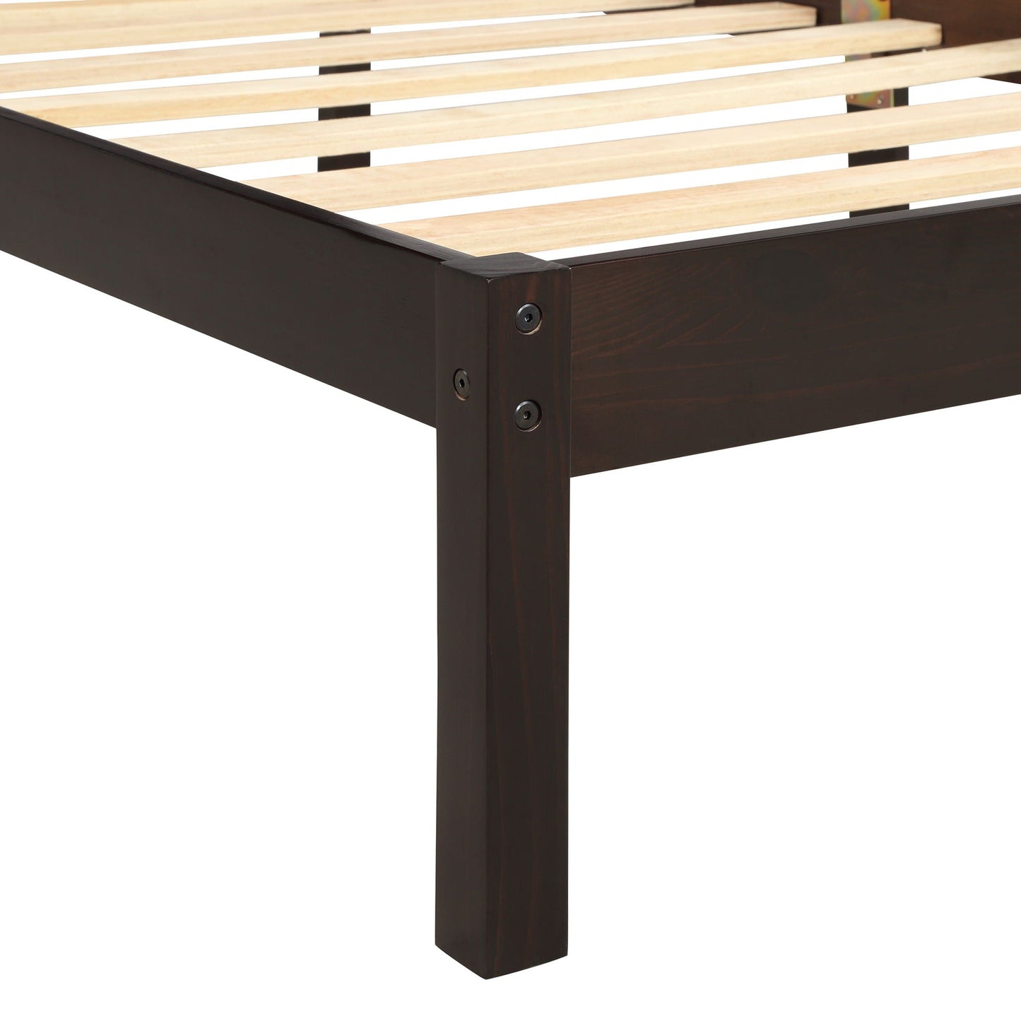 Strong Espresso Wood Platform Bed and Headboard