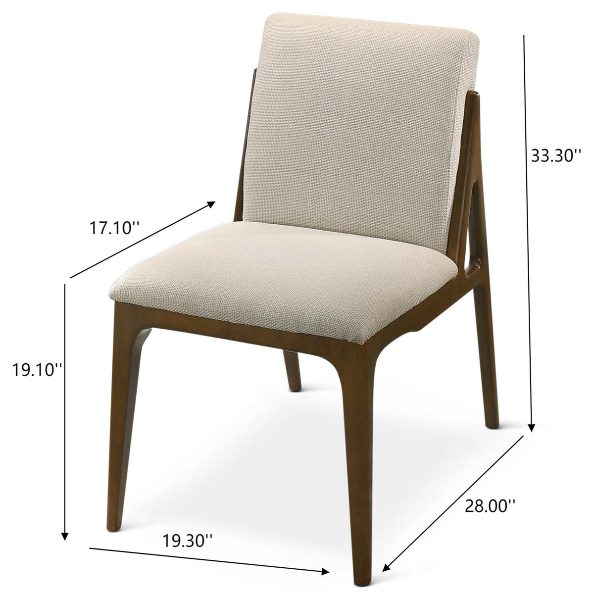 Elegant dining chair by HouseOfZazla, upholstered beige fabric with dark wood legs on Tampa Home & Garden Store
