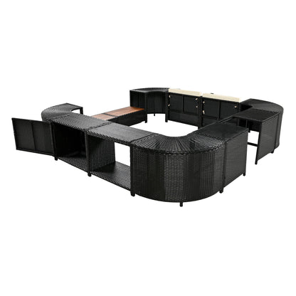 Outdoor Rattan Spa Frame and Modular Storage Seat