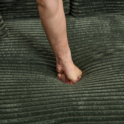 HouseOfZazla green 3 piece living room set upholstery close-up on ribbed plush fabric on Tampa Home & Garden Store
