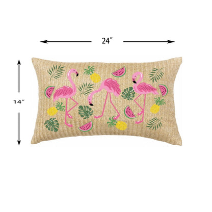 Colorful Flamingo Lumbar Pillow And Patio Set