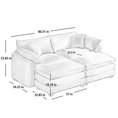 Modern oversized modular cushion sofa with ottoman, low back; 3-piece living room set on Tampa Home & Garden Store